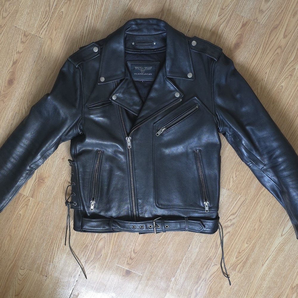 Wilsons Leather Men’s Black Classic Biker Leather Jacket